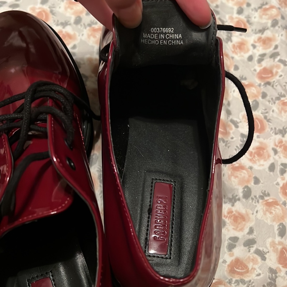 Forever 21 Burgundy Platform Oxford Shoes View 6